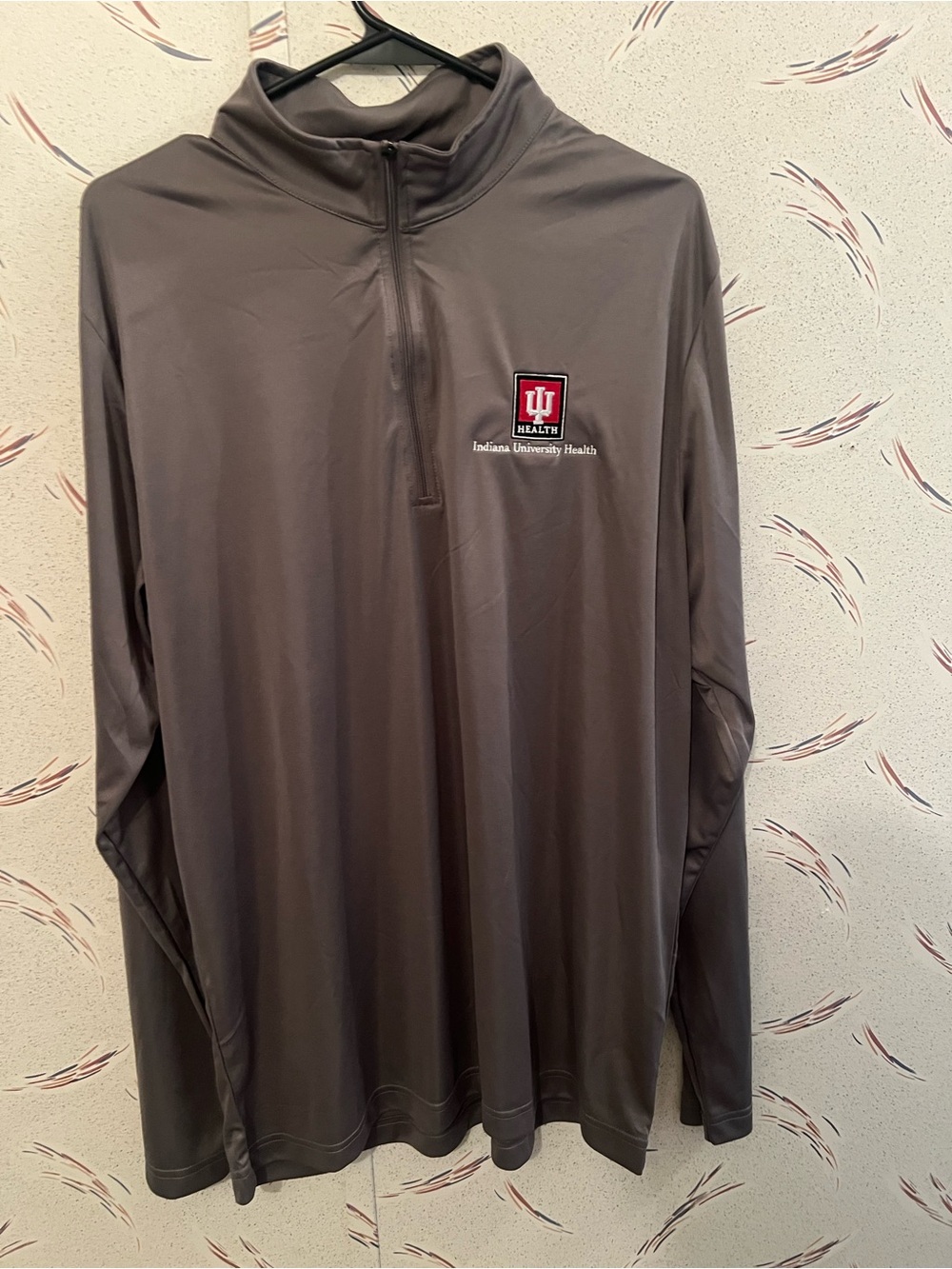 Indiana University Health Men's Gray Quarter-Zip Performance Polo